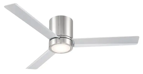The Roto Flush combines efficient air circulation with bright LED illumination in a space-saving flush mount design. Perfect for rooms with lower ceilings, this 52" fan features a contemporary brushed nickel finish and energy-efficient lighting.
