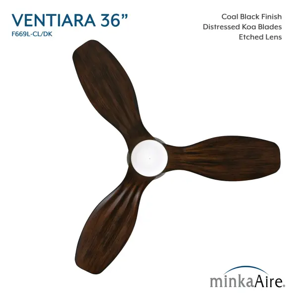 Ventiara 36" LED Flush Mount Indoor/Outdoor Ceiling Fan - Image 4
