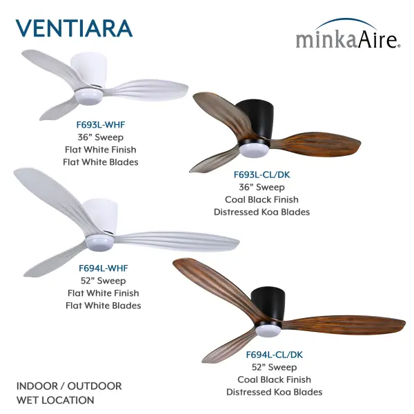 Ventiara 52" LED Flush Mount Indoor/Outdoor Ceiling Fan - Image 7