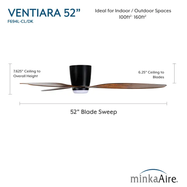 Ventiara 52" LED Flush Mount Indoor/Outdoor Ceiling Fan - Image 8