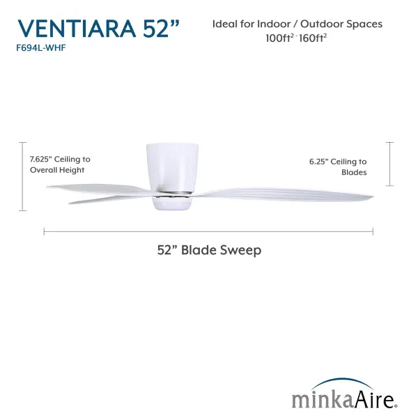 Ventiara 52" LED Flush Mount Indoor/Outdoor Ceiling Fan - Image 8