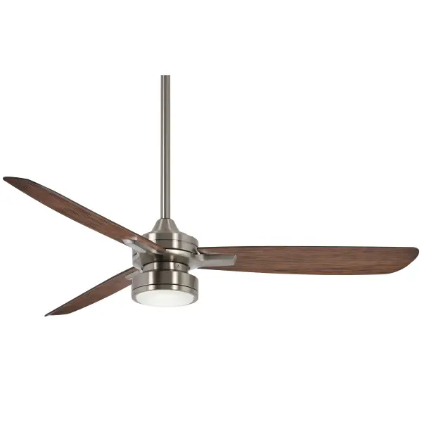 The Rudolph ceiling fan combines a sleek brushed nickel motor housing with medium maple wood-tone blades for a versatile transitional look. At 52 inches, it's ideal for large bedrooms, living rooms, and dining spaces.