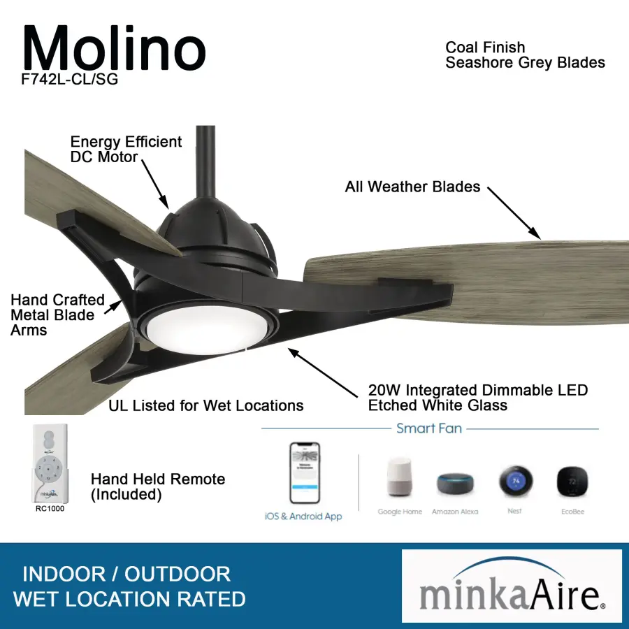 Molino 65" LED Smart Ceiling Fan with Light - Image 2