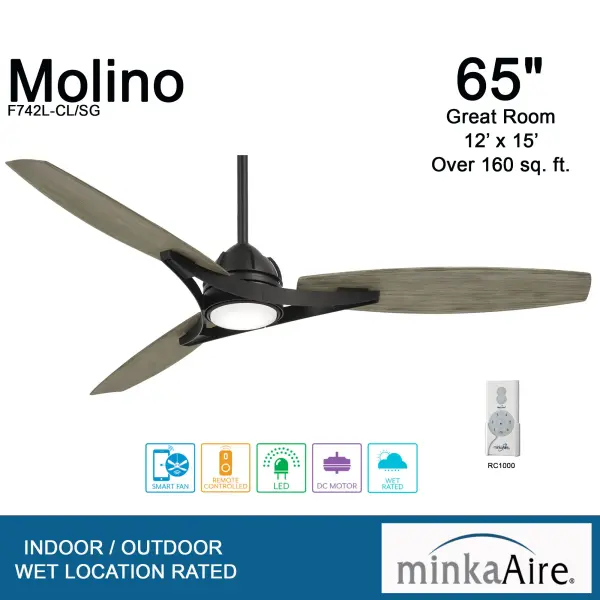 Molino 65" LED Smart Ceiling Fan with Light - Image 4