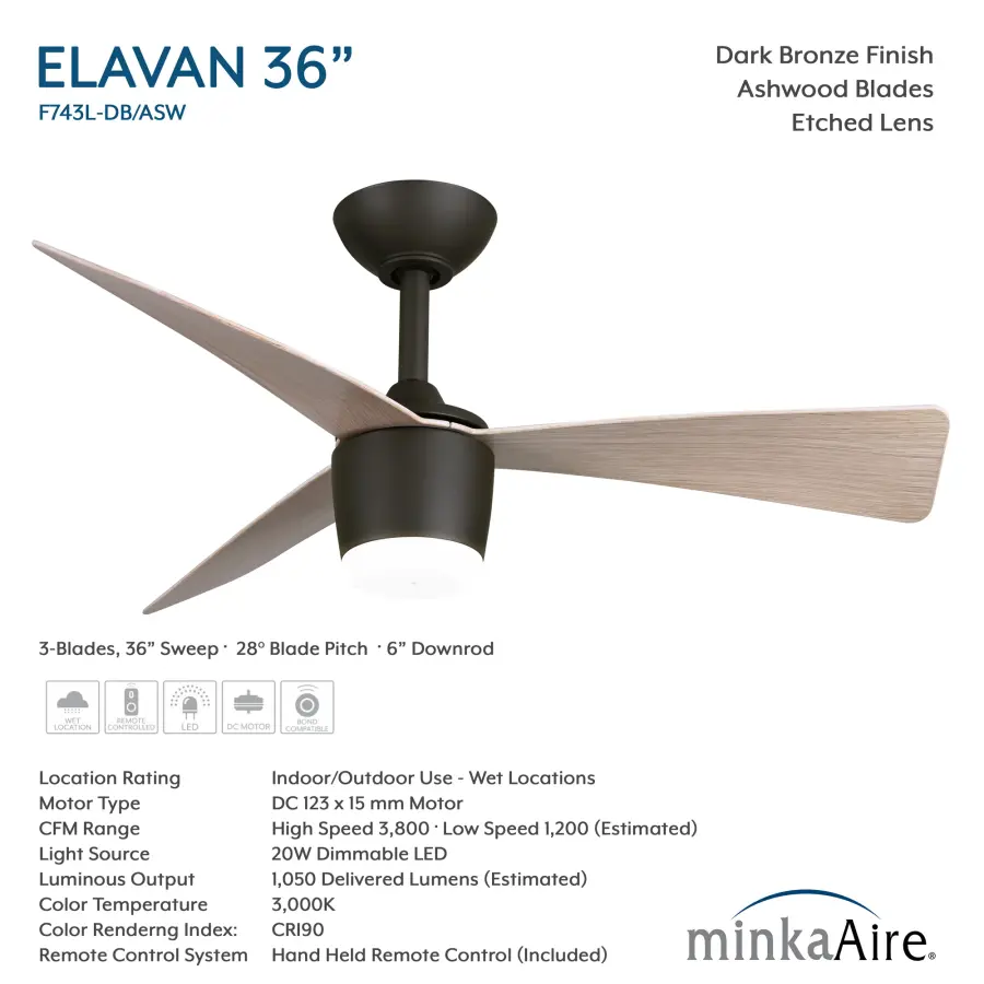 Elavan 36" LED Indoor/Outdoor Ceiling Fan - Image 6