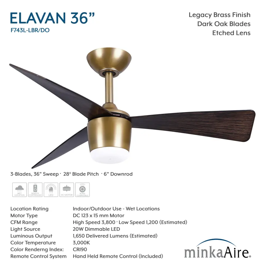 Elavan 36" LED Indoor/Outdoor Ceiling Fan - Image 6