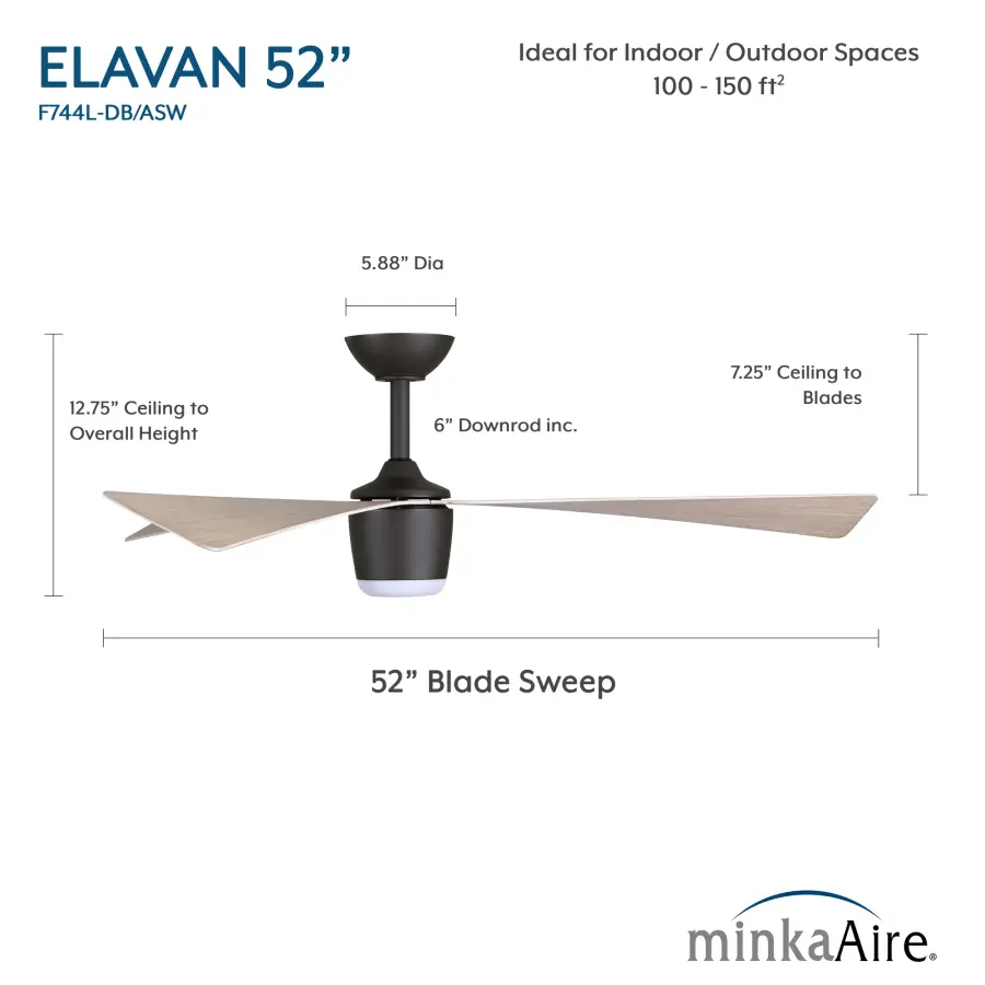 Elavan 52" LED Indoor/Outdoor Ceiling Fan - Image 7