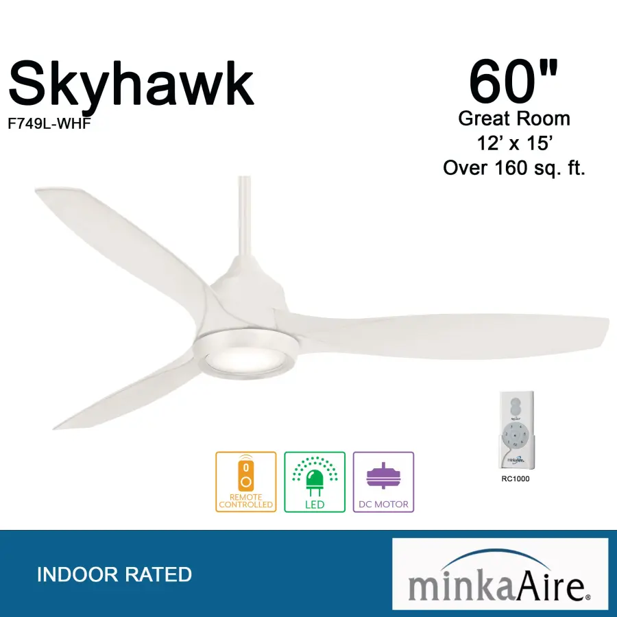 Skyhawk 60" LED Ceiling Fan with Light - Image 2