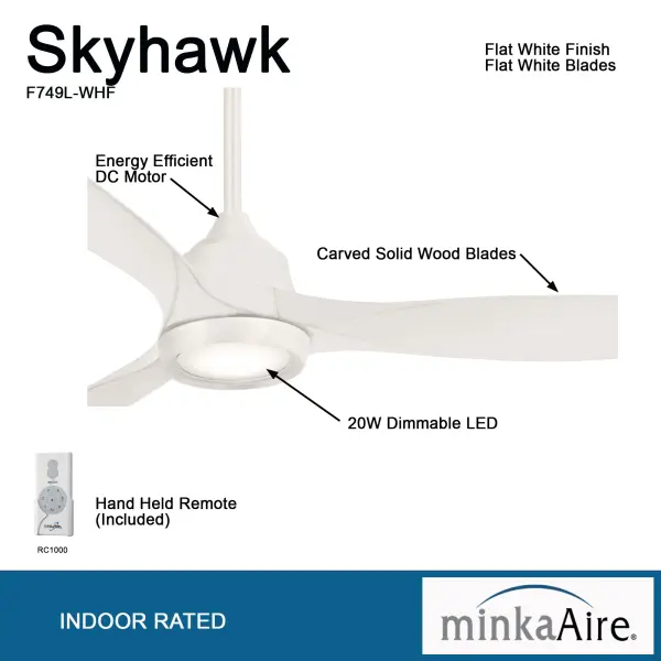 Skyhawk 60" LED Ceiling Fan with Light - Image 3