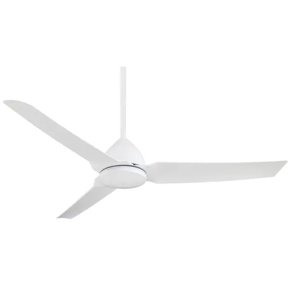 The Java ceiling fan delivers reliable air circulation in a minimalist white design. Its 54-inch blade span and 14-degree pitch make it ideal for large rooms, while the flat white finish complements modern interiors.