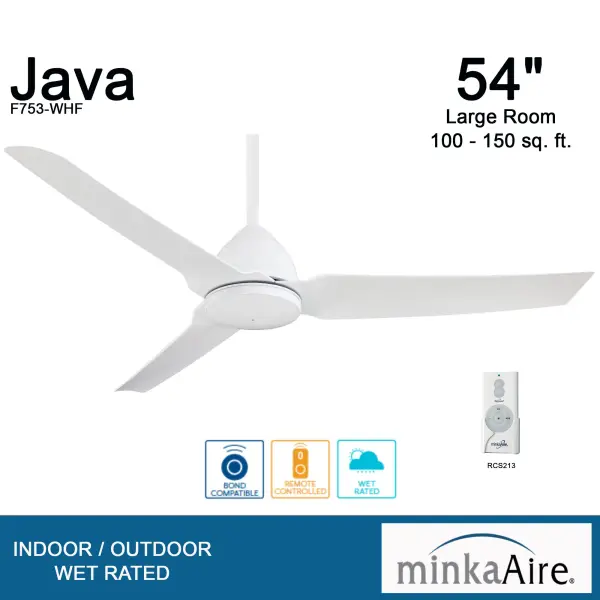 Java 54" Ceiling Fan in Flat White - Image 3