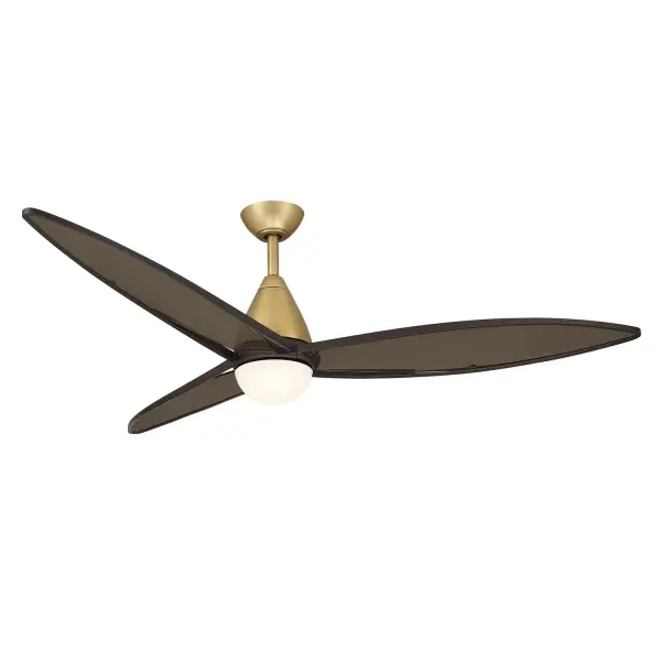 64" 3-Blade 5CCT LED Ceiling Fan - Heritage Brass, Dark Bronze and Translucent Brown Smoke Blades with White Lens