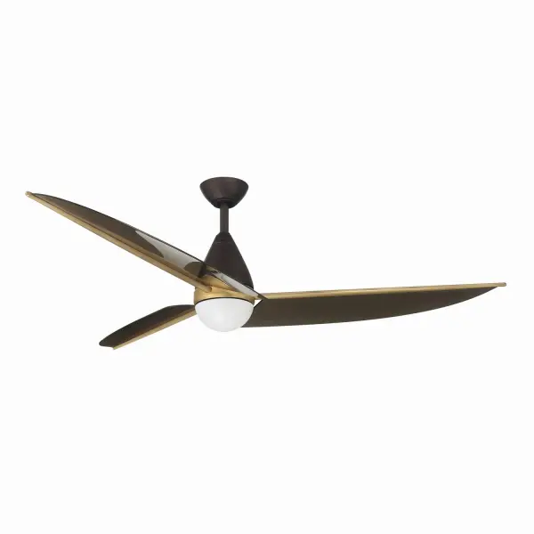 65" 3-Blade 5CCT LED Ceiling Fan - Dark Bronze, Heritage Brass and Translucent Brown Smoke Blades with White Lens