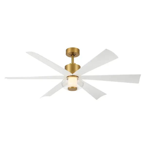 56" 6-Blade 5CCT LED Smart Ceiling Fan - Legacy Brass and Alabaster White Blades with Clear Glass