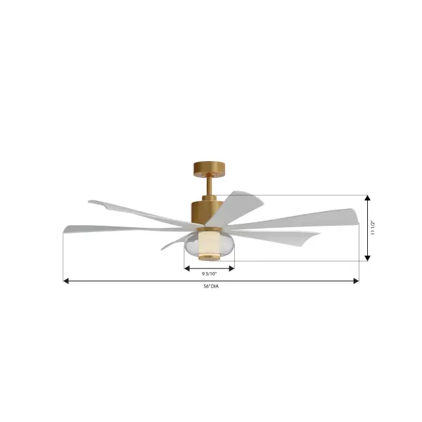 56" 6-Blade 5CCT LED Smart Ceiling Fan - Legacy Brass and Alabaster White Blades with Clear Glass - alternate view