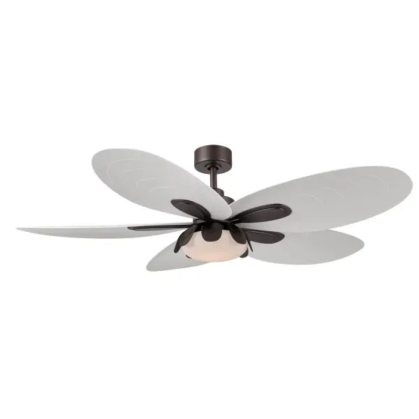 60" 5-Blade 5CCT LED Smart Ceiling Fan - Dark Bronze and Sand Alabaster White Blades with Etched Opal Glass