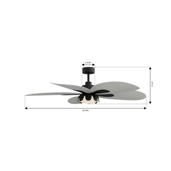 60" 5-Blade 5CCT LED Smart Ceiling Fan - Dark Bronze and Sand Alabaster White Blades with Etched Opal Glass - alternate view