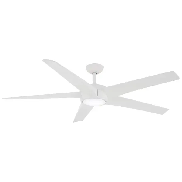 The Skymaster delivers impressive airflow for large spaces with integrated high-CRI LED lighting. Its DC motor ensures whisper-quiet operation and energy savings, while the clean white finish suits modern interiors.