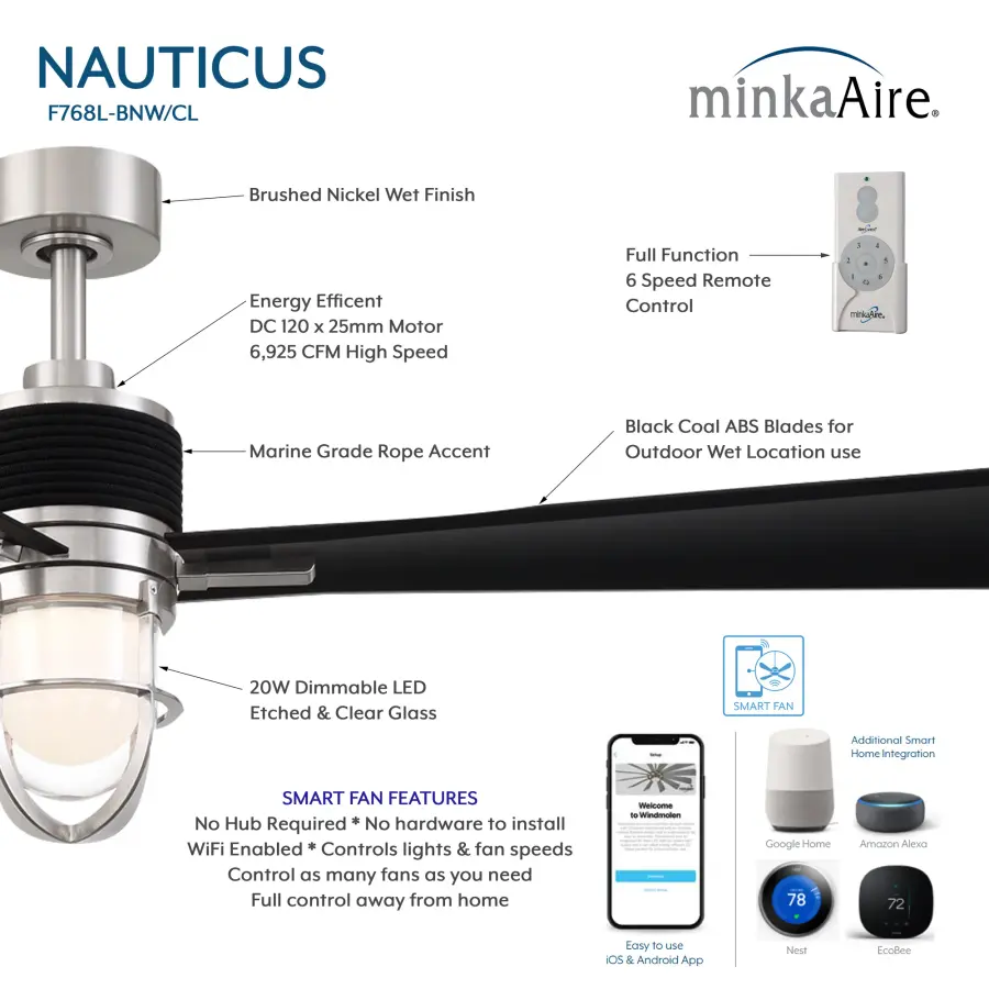 Nauticus 65" LED Smart Indoor/Outdoor Ceiling Fan - Image 5