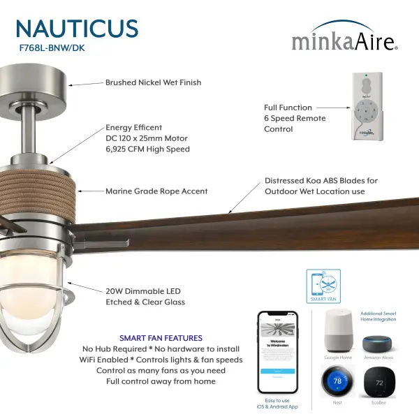 Nauticus 65" LED Smart Indoor/Outdoor Ceiling Fan - Image 5