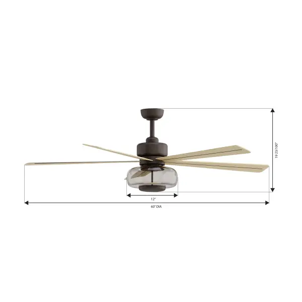 60" 6-Blade 5CCT LED Smart Ceiling Fan - Dark Bronze and White Oak Blades with Brown Smoked Glass - alternate view