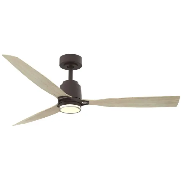 53" 3-Blade 5CCT LED Smart Ceiling Fan - Dark Bronze and White Oak Blades with Clear Acrylic Lens