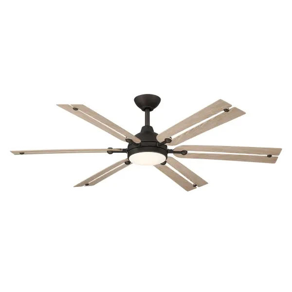 56" 6-Blade 5CCT LED Smart Ceiling Fan - Dark Bronze and Ashwood Blades with Etched Opal Glass