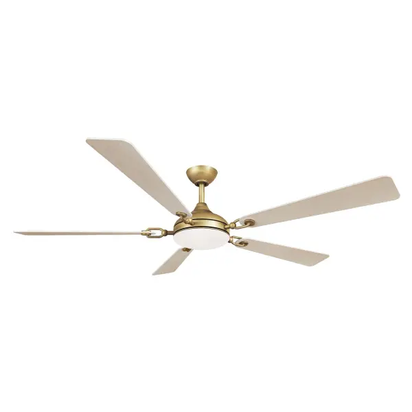 65" 5-Blade 5CCT LED Smart Ceiling Fan - Heritage Brass and Warm Coastal Driftwood Blades with Etched Lens