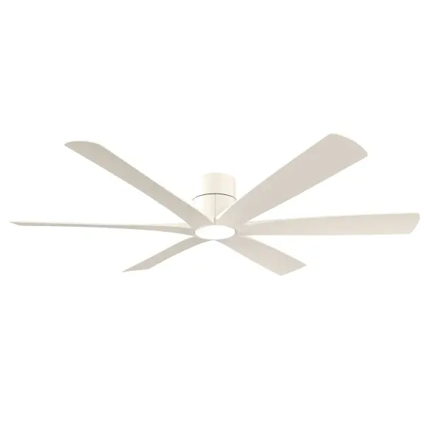 65" 6-Blade 5CCT LED Smart Flush Mount Ceiling Fan - Alabaster White and Alabaster White Blades with Etched Lens