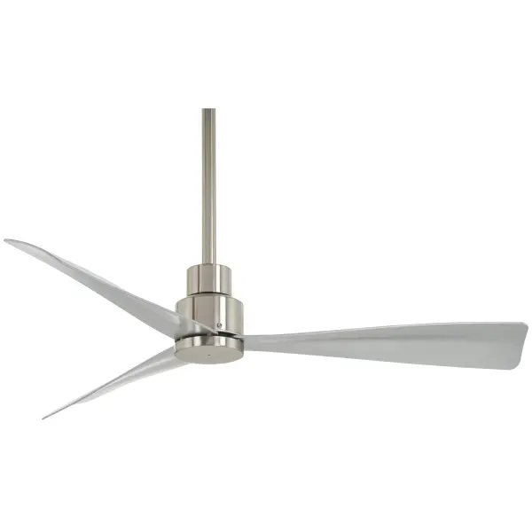 The Simple 44" ceiling fan combines contemporary design with practical wet-rated performance. Energy Star certified DC motor delivers efficient airflow while the brushed nickel finish resists moisture for covered outdoor areas.