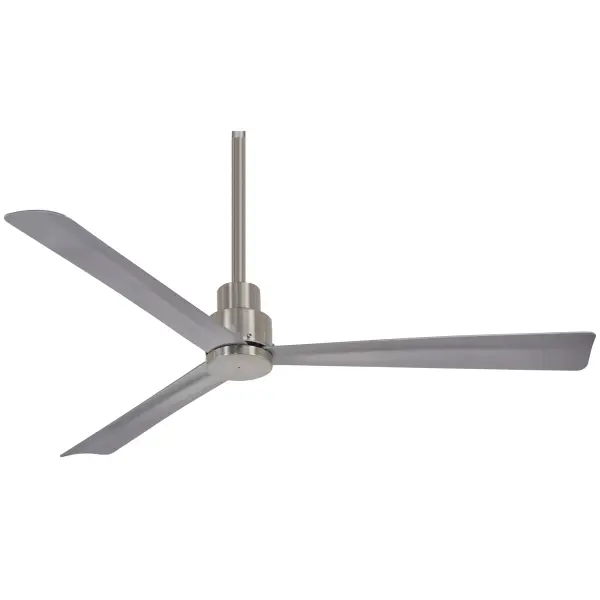 The Simple ceiling fan combines contemporary styling with practical performance. Its 52-inch blade span and DC motor deliver efficient airflow, while the wet-rated brushed nickel finish makes it suitable for covered outdoor spaces.