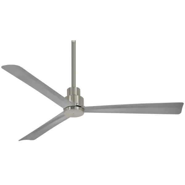 The Simple ceiling fan combines contemporary styling with practical performance. Its 52-inch blade span and DC motor deliver efficient airflow, while the wet-rated brushed nickel finish makes it suitable for covered outdoor spaces. - alternate view