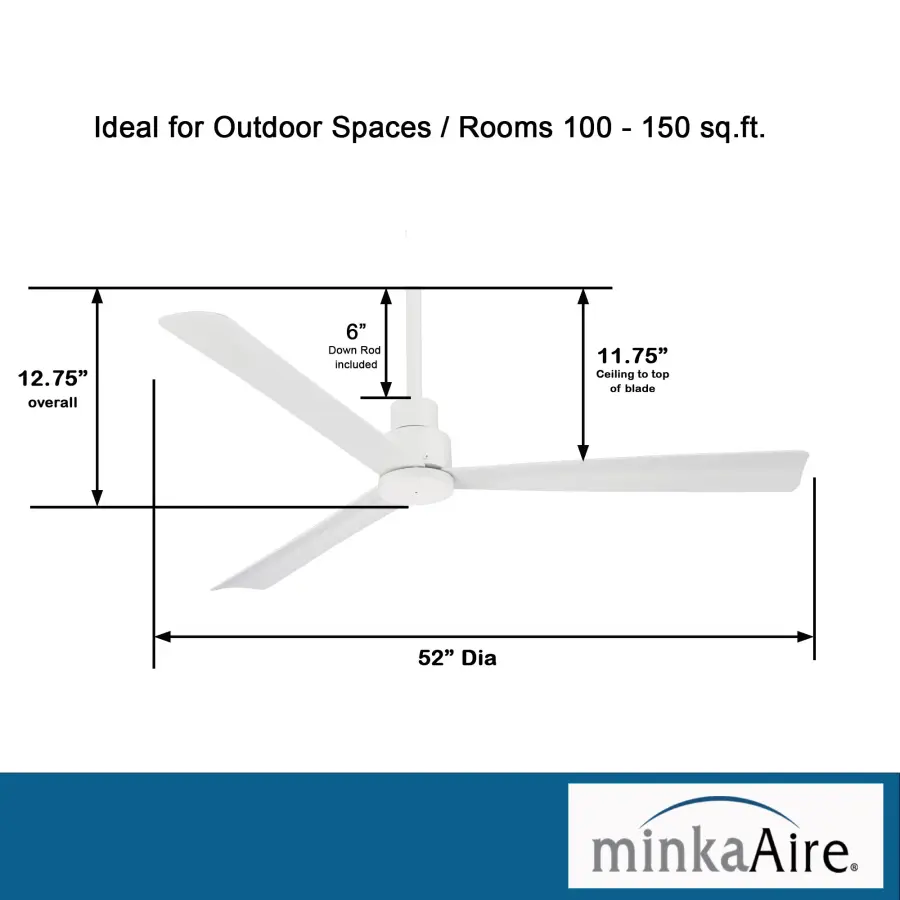 Simple 52" Ceiling Fan in Flat White - Image 4