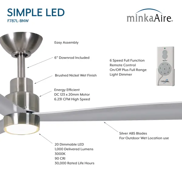 Simple 52" LED Indoor/Outdoor Ceiling Fan - Image 5