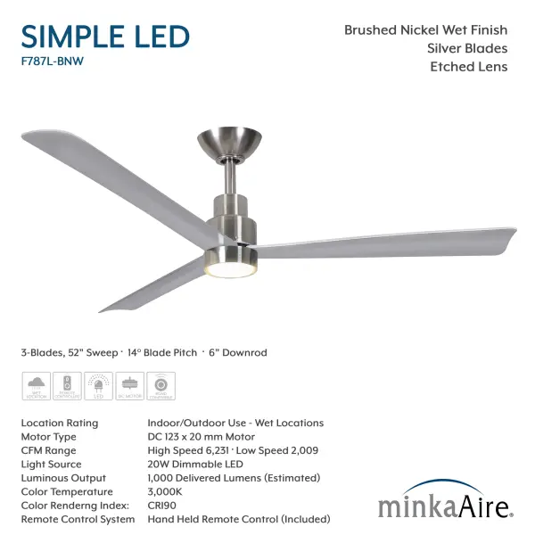 Simple 52" LED Indoor/Outdoor Ceiling Fan - Image 6