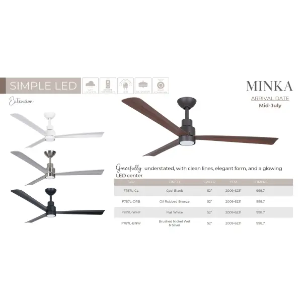 Simple 52" LED Indoor/Outdoor Ceiling Fan - Image 2