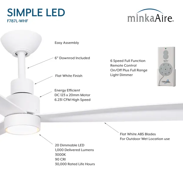 Simple 52" LED Indoor/Outdoor Ceiling Fan - Image 5