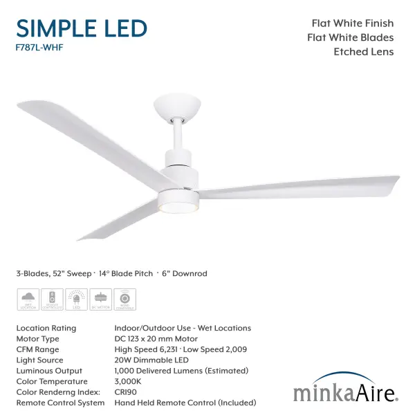 Simple 52" LED Indoor/Outdoor Ceiling Fan - Image 6