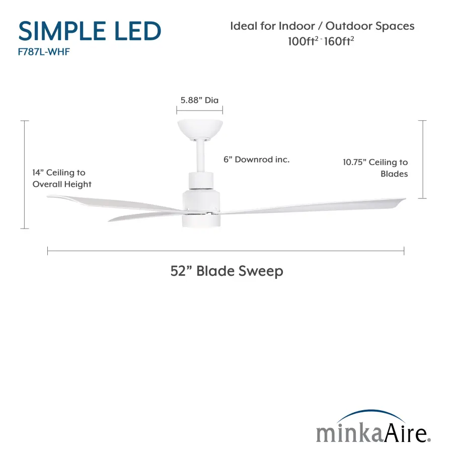 Simple 52" LED Indoor/Outdoor Ceiling Fan - Image 8