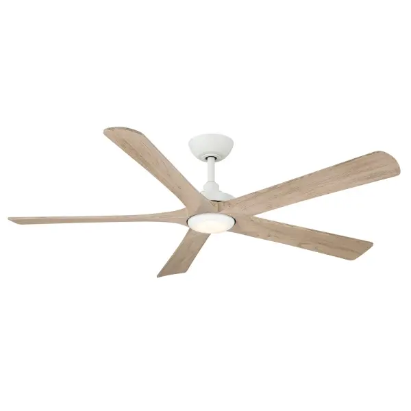 56" 5-Blade 5CCT LED Smart Ceiling Fan - Alabaster White and Bleached Wood Blades with White Lens