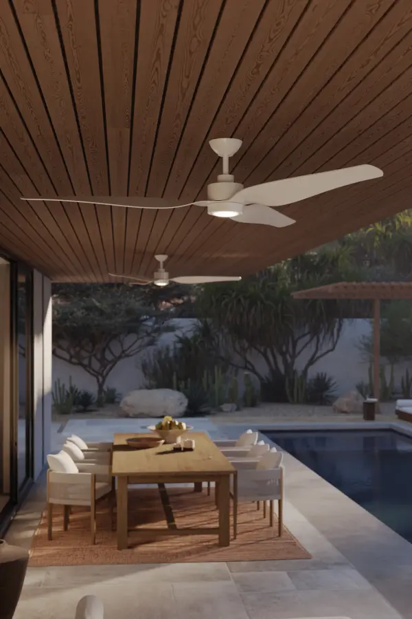 72" 3-Blade 5CCT LED Smart Coastal Grade Indoor/Outdoor Ceiling Fan - Flat White and Flat White Blades with Etched Lens - alternate view