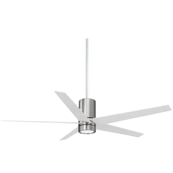The Symbio ceiling fan delivers powerful airflow with energy-efficient DC motor technology and integrated LED lighting. Its brushed nickel finish and clean design complement contemporary and transitional interiors. - alternate view