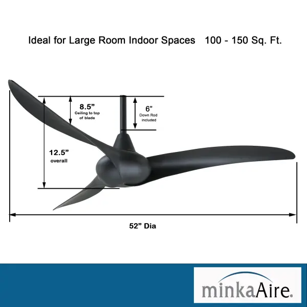 Wave 52" Ceiling Fan in Coal - Image 4