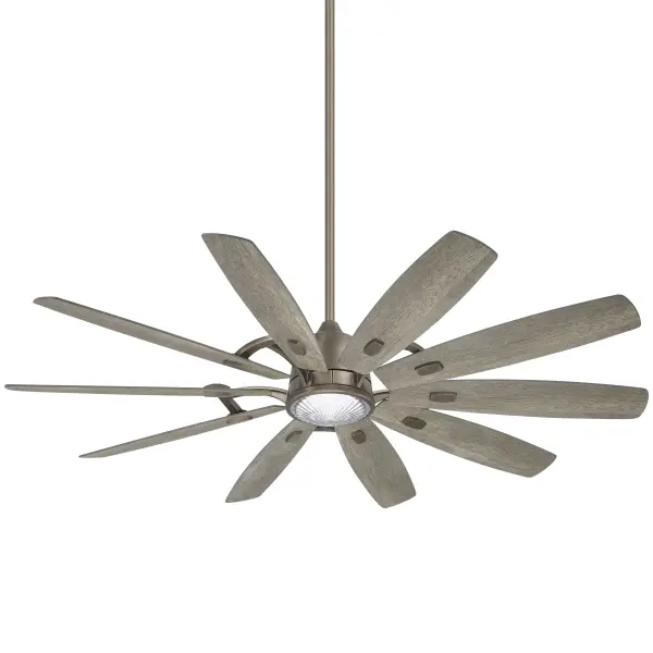 This 65-inch smart ceiling fan combines rustic farmhouse charm with modern DC motor efficiency. Ten plywood blades in Savannah Gray deliver powerful airflow, while integrated LED lighting with 94 CRI provides excellent color rendering.