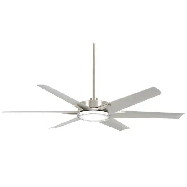 The Deco combines substantial airflow coverage with energy-efficient LED lighting in a sleek contemporary design. Its wet-rated brushed nickel finish and DC motor make it ideal for large indoor and outdoor spaces. - alternate view