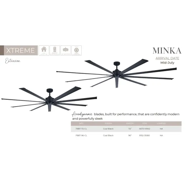 Xtreme 72" Ceiling Fan in Coal Black - Image 2