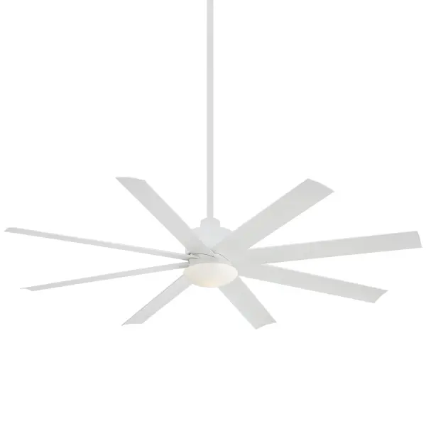 The Slipstream delivers exceptional airflow for large spaces with its 8-blade design and efficient DC motor. Integrated LED lighting with high CRI provides excellent illumination while the clean white finish suits contemporary interiors.