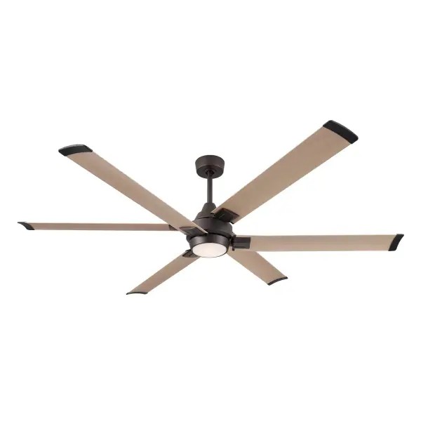 72" 6-Blade 5CCT LED Smart Ceiling Fan - Dark Bronze and White Oak Blades with White Lens