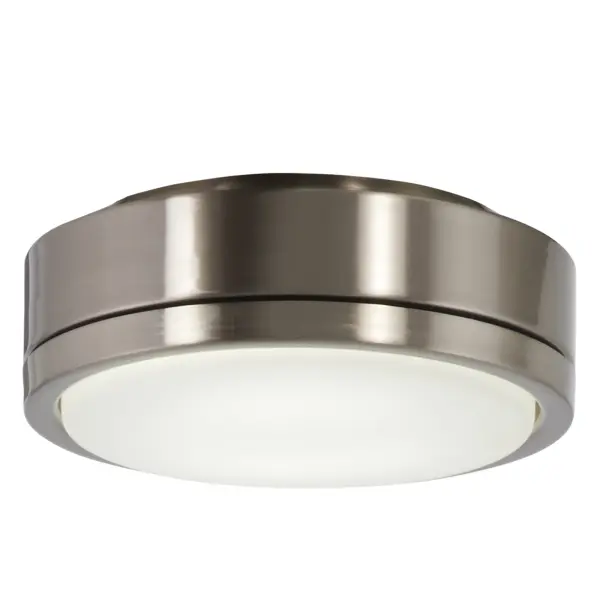 This compact LED light kit delivers bright, energy-efficient illumination with excellent color rendering. The etched glass shade provides soft, diffused light while the brushed nickel finish complements modern and traditional interiors.