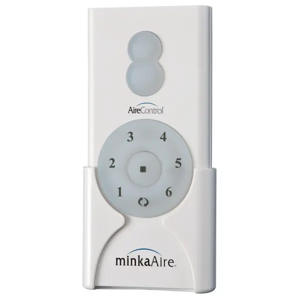 The AireControl RC600 hand-held remote offers convenient 3-speed fan control with forward and reverse functionality. Features secure 256-bit encryption for reliable wireless operation from anywhere in the room.